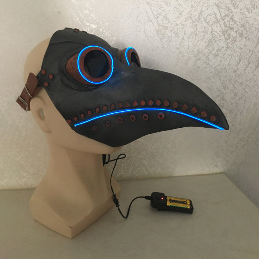 Plague Doctor Face/Head Mask-Bird Beak Lighted Headgear-Masquerade