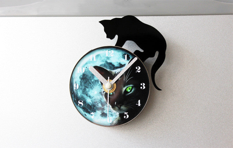 Refrigerator Cat Magnet With Clock-Decorative Cat Clock With Magnet