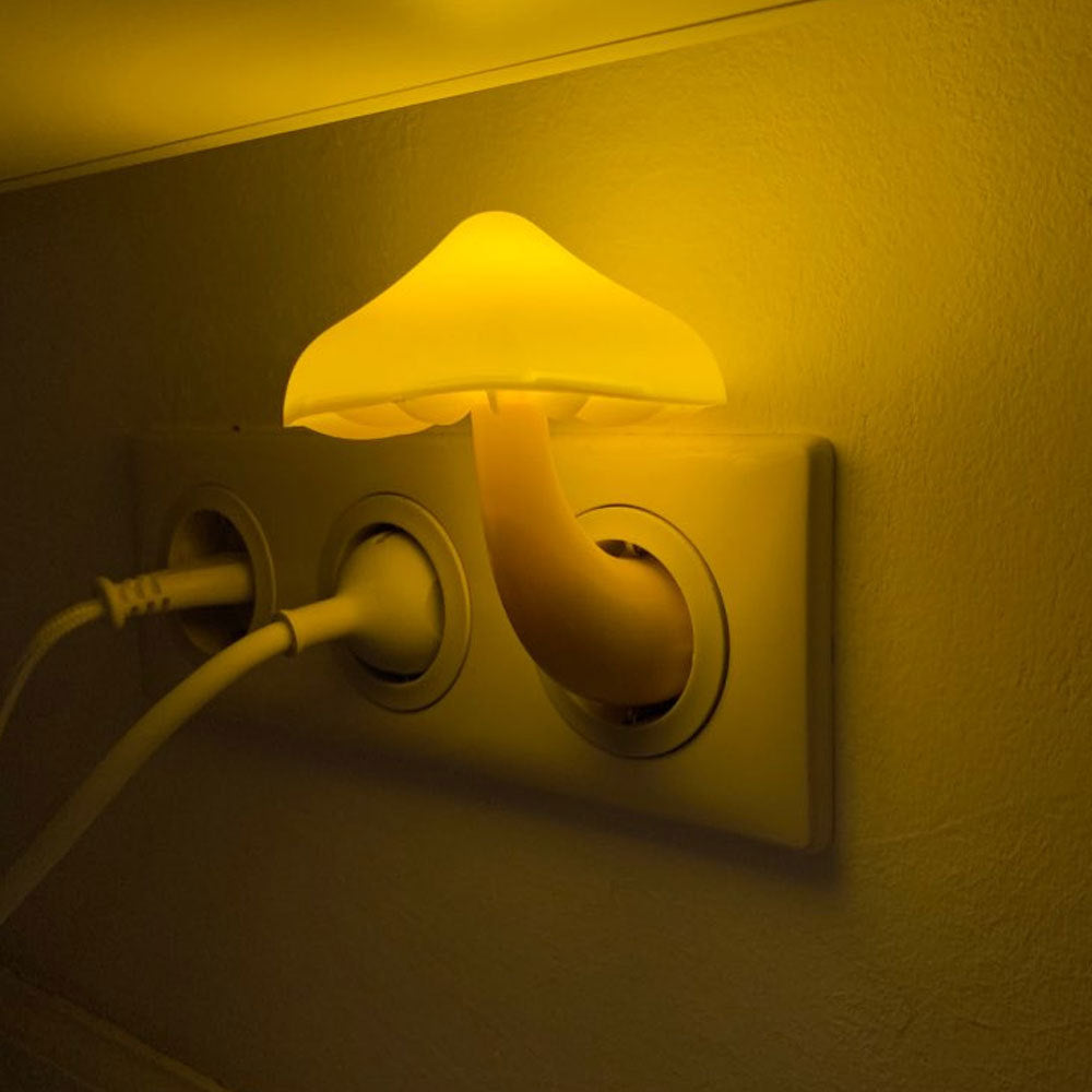 LED Mushroom Night Light-Single Wall Socket Lamp With Sensor