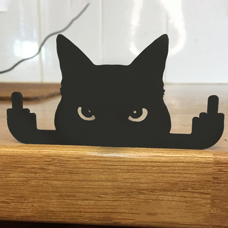 Black Cat Decoration-Cat Flipping Middle Finger, Er, Paw! Window-Ledge