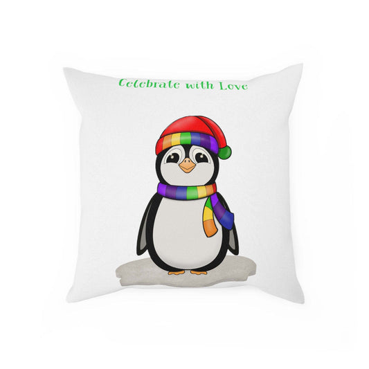 Penguin Pillow Cover-Celebrate With Love-Pride Throw Pillow Covers