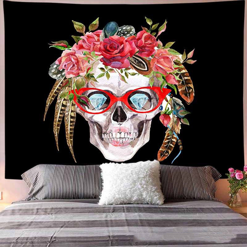 Skull Designs-Boho Style Tapestries-Large Retro Style Wall Art