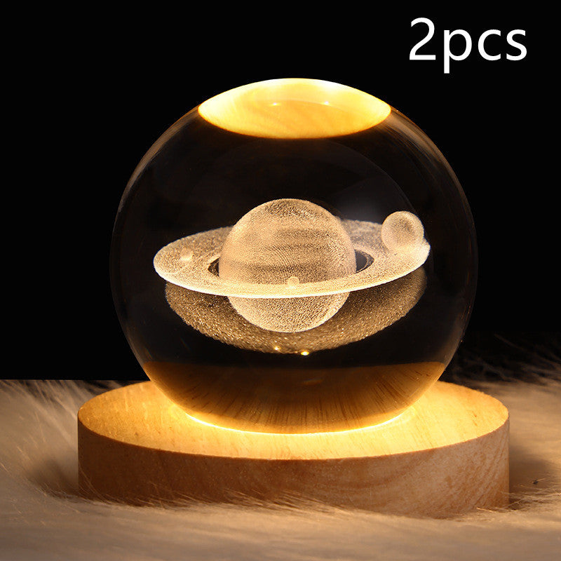 LED Night Light-Galaxy Crystal Ball Table Lamp-3D Decorative Lamp