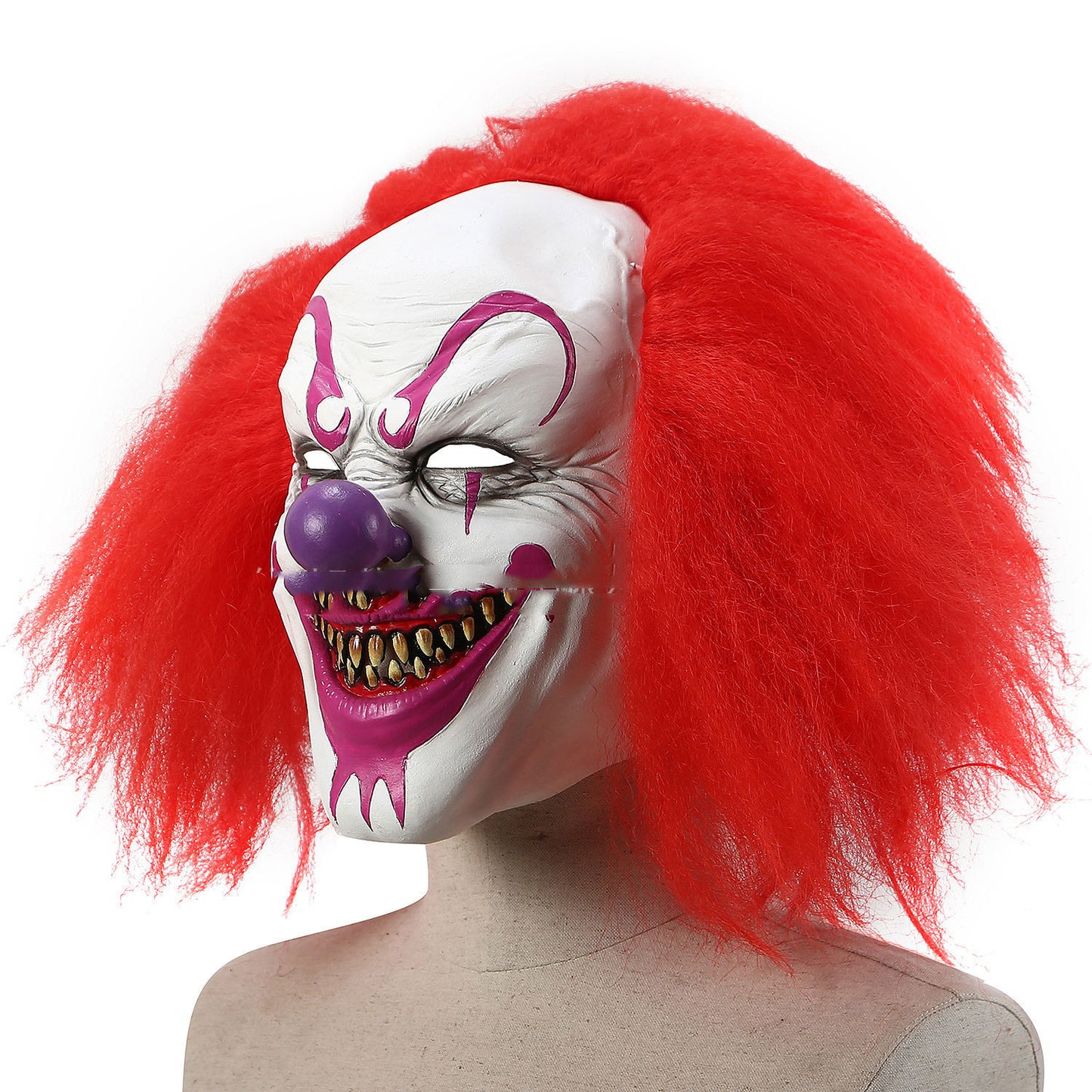 Horror Clown Mask With Hair-Full Head Adult Horror Mask-Halloween Scary