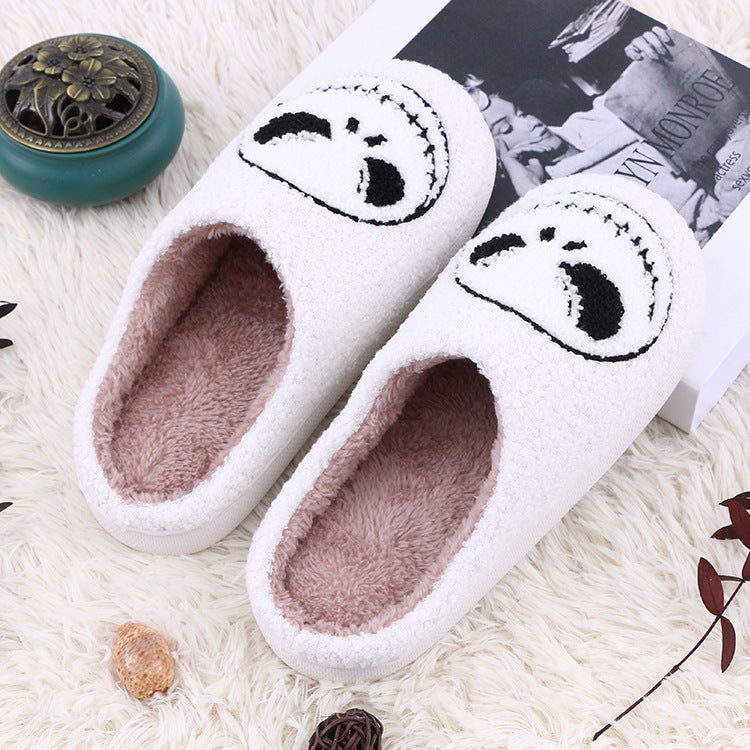 Smiling Skeleton Face Slippers-Non Slip-Halloween Theme Slippers