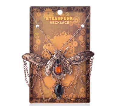 Steampunk Design-Vintage Style Beetle Pendant Necklace-Beautiful Beetle