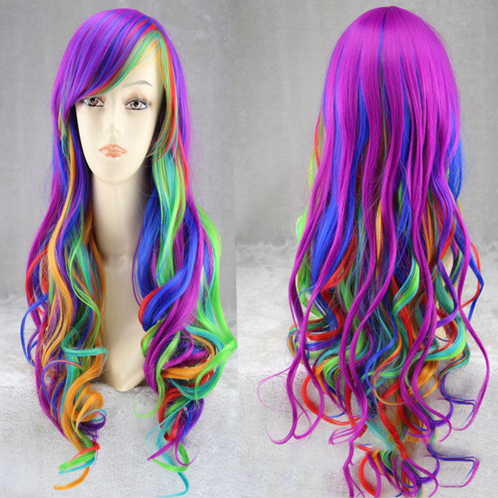 Multi-Color Hair-Wig-Fabulous Hairstyle Purple-Blue-Gradient-Cosplay