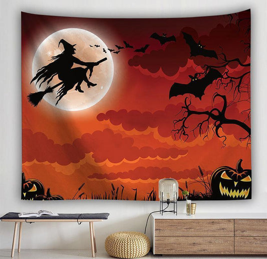 Halloween Theme Wall Hanging-Witch Tapestry-Home-Theatrical Backdrop