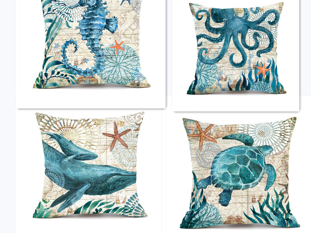 Throw Pillow Covers-Sea Turtle Aquatic Animals-Home Decor Pillow Cover