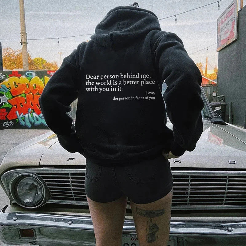 Popular HOODIE Jackets-"Dear Person Behind Me" Saying-Positive Message