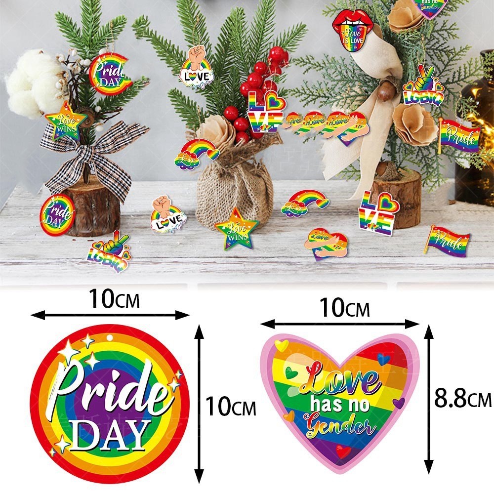 Pride Ornaments-Pack of 10 Rainbow Pride Slogans-Party Favors