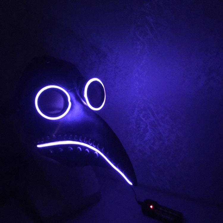 Plague Doctor Face/Head Mask-Bird Beak Lighted Headgear-Masquerade