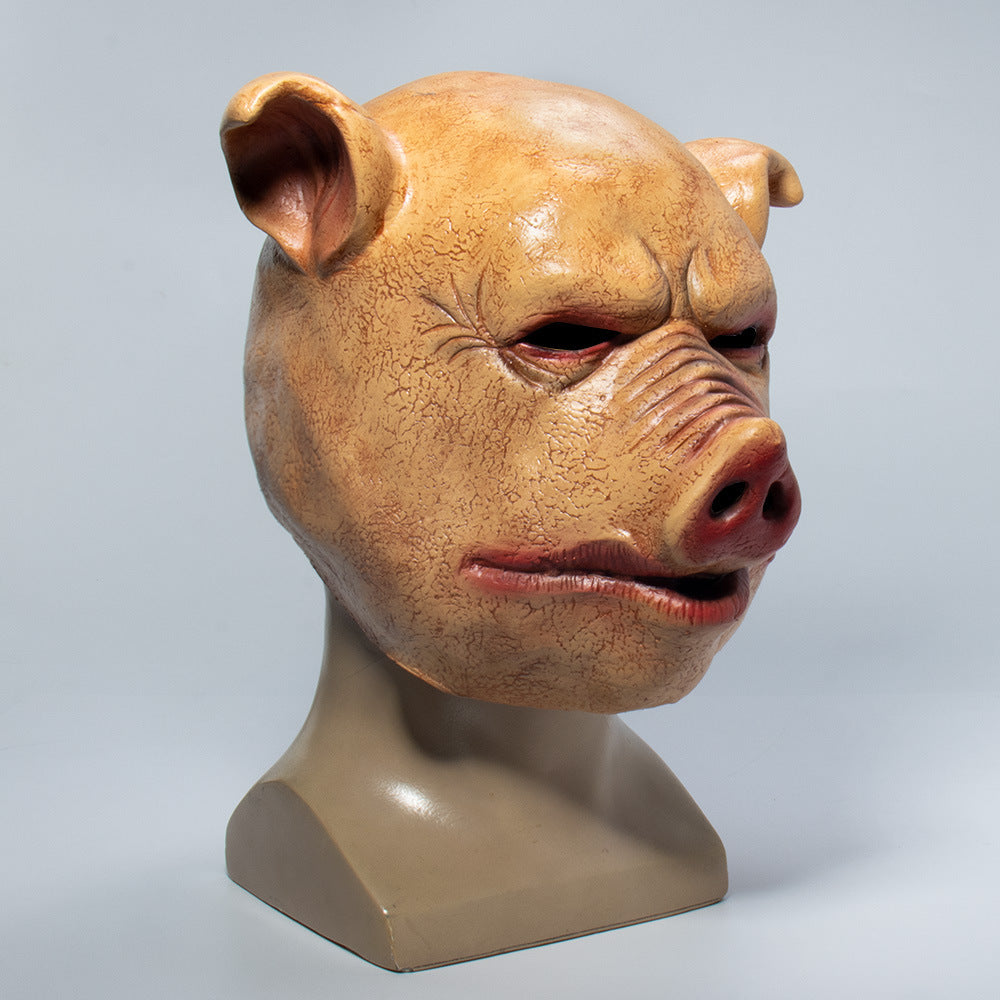 Full Size PIGGY Head Mask- Pig Horror Halloween Headgear-Pig Man Head