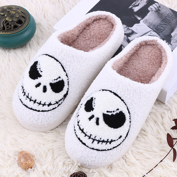 Smiling Skeleton Face Slippers-Non Slip-Halloween Theme Slippers