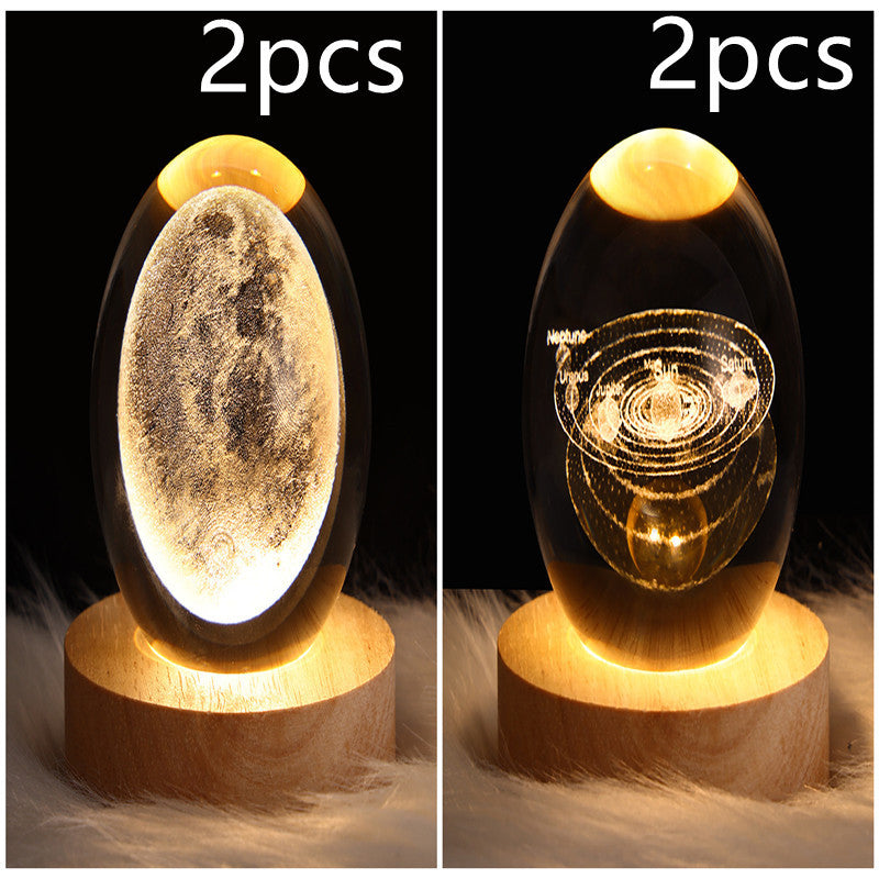 LED Night Light-Galaxy Crystal Ball Table Lamp-3D Decorative Lamp