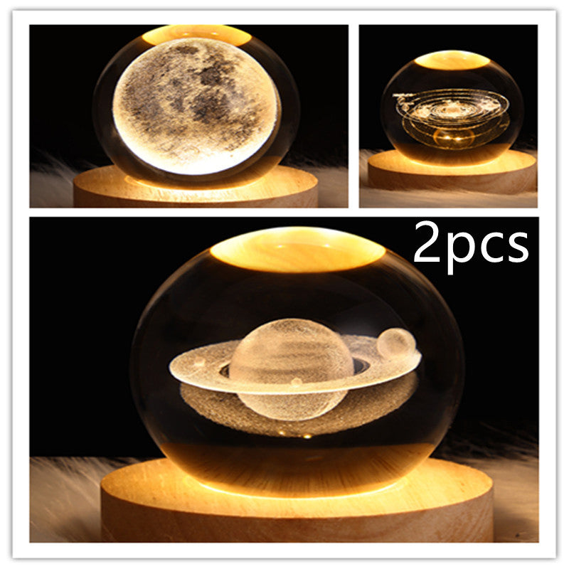 LED Night Light-Galaxy Crystal Ball Table Lamp-3D Decorative Lamp