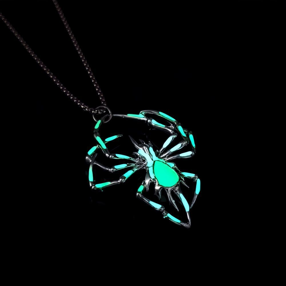 Luminous Spider Necklace-Halloween-Goth Style Spider-Luminescent Colors