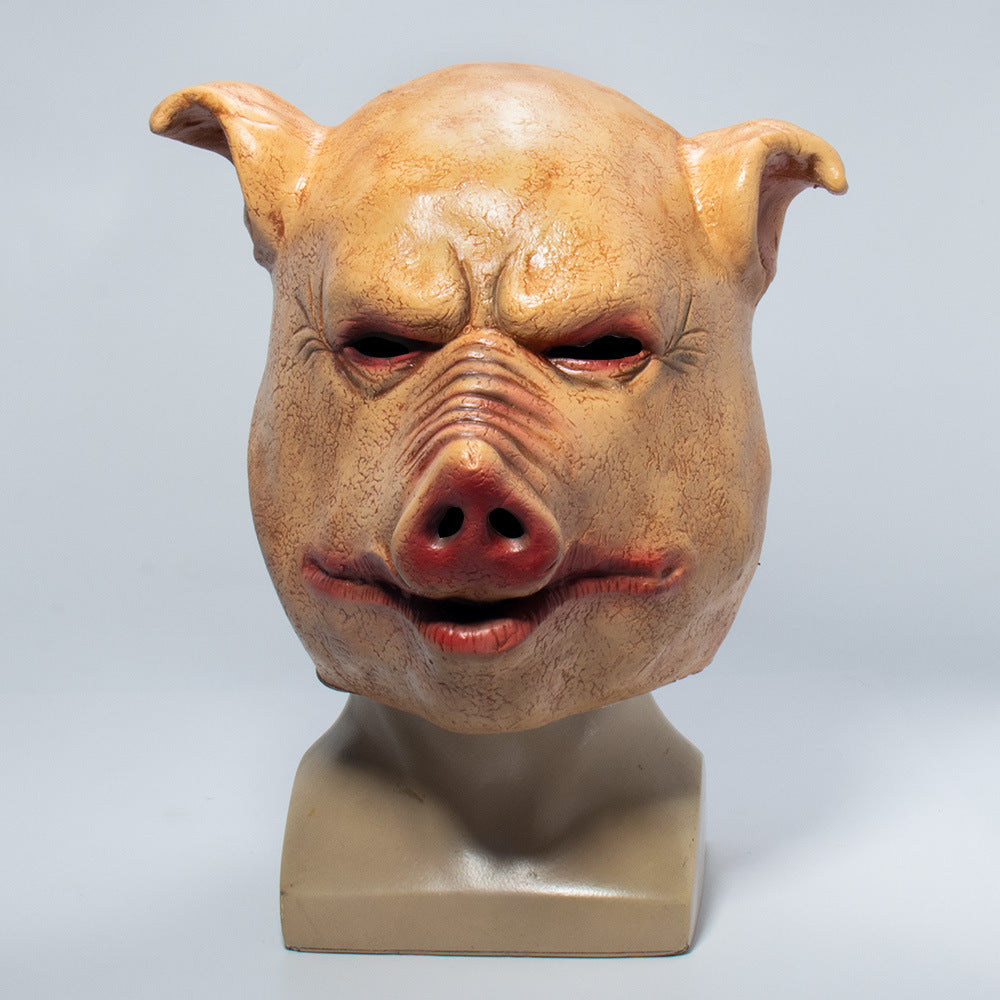 Full Size PIGGY Head Mask- Pig Horror Halloween Headgear-Pig Man Head