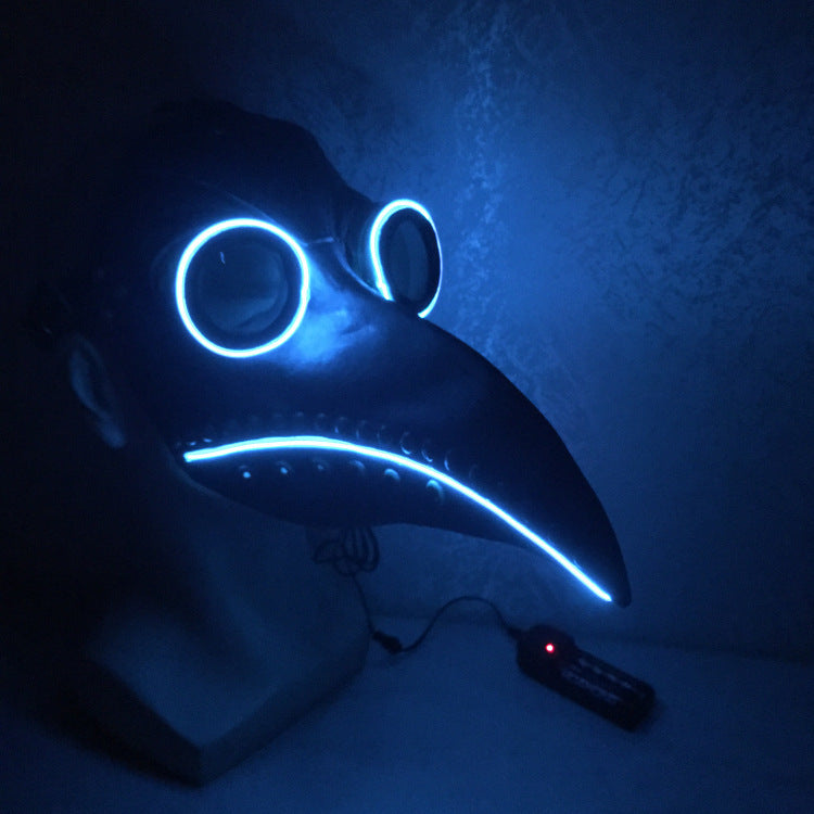 Plague Doctor Face/Head Mask-Bird Beak Lighted Headgear-Masquerade