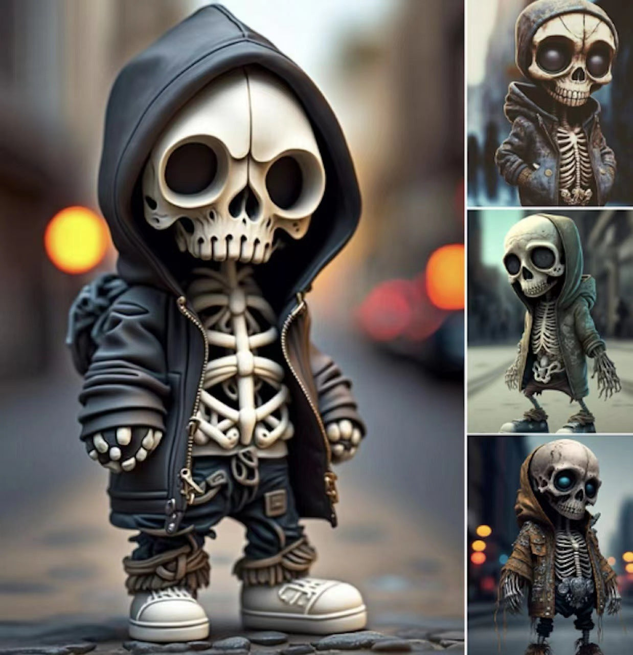 Biker Death Leather Goth Skeleton Figurines-Dark-Goth Decor