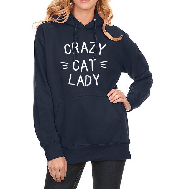 CRAZY Cat Lady Hoodies-Ladies Sizes-Pullover Hooded Sweatshirts