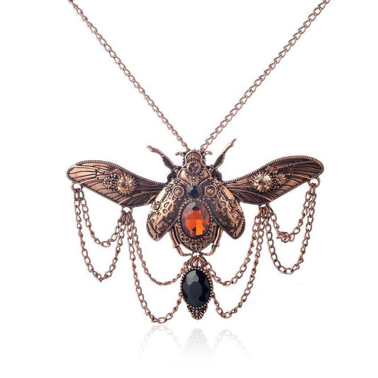 Steampunk Design-Vintage Style Beetle Pendant Necklace-Beautiful Beetle