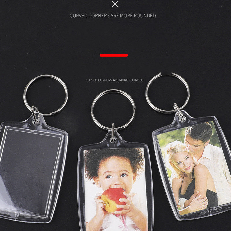 Blank Photo Frame Keychain-Acrylic-100 Transparent Photo Holder Keychains