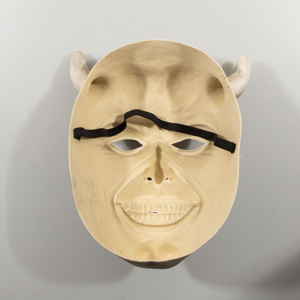 Horned Demon Face Mask-Halloween-Cosplay Evil Smiling Devil