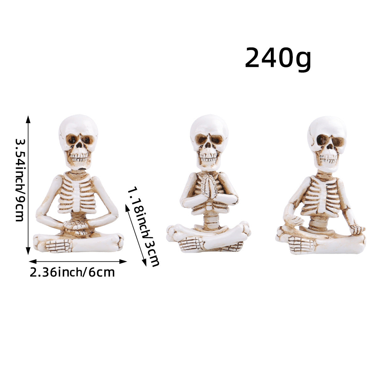 Meditation Skeleton Trio-Desk Decor-Funny Skeleton Figurine Set