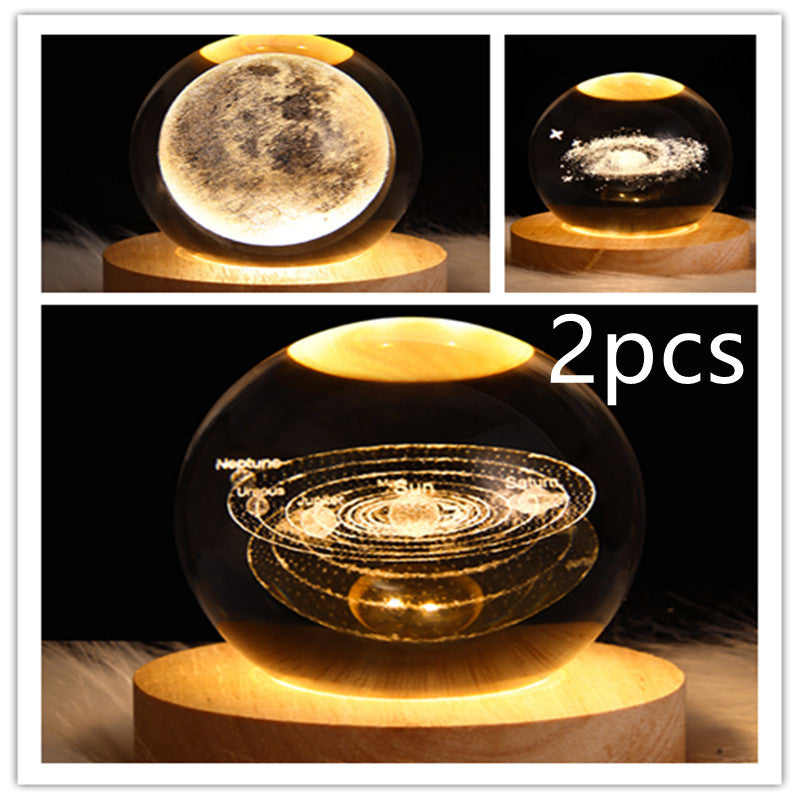 LED Night Light-Galaxy Crystal Ball Table Lamp-3D Decorative Lamp