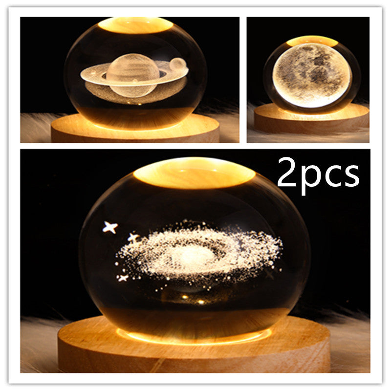 LED Night Light-Galaxy Crystal Ball Table Lamp-3D Decorative Lamp