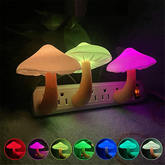 LED Mushroom Night Light-Single Wall Socket Lamp With Sensor