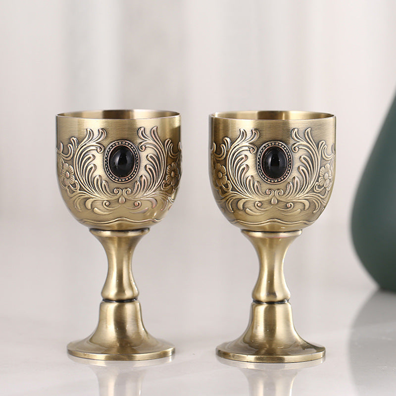 Retro Style Wine Vessel-Medieval Drinking Goblet-Bronze Look