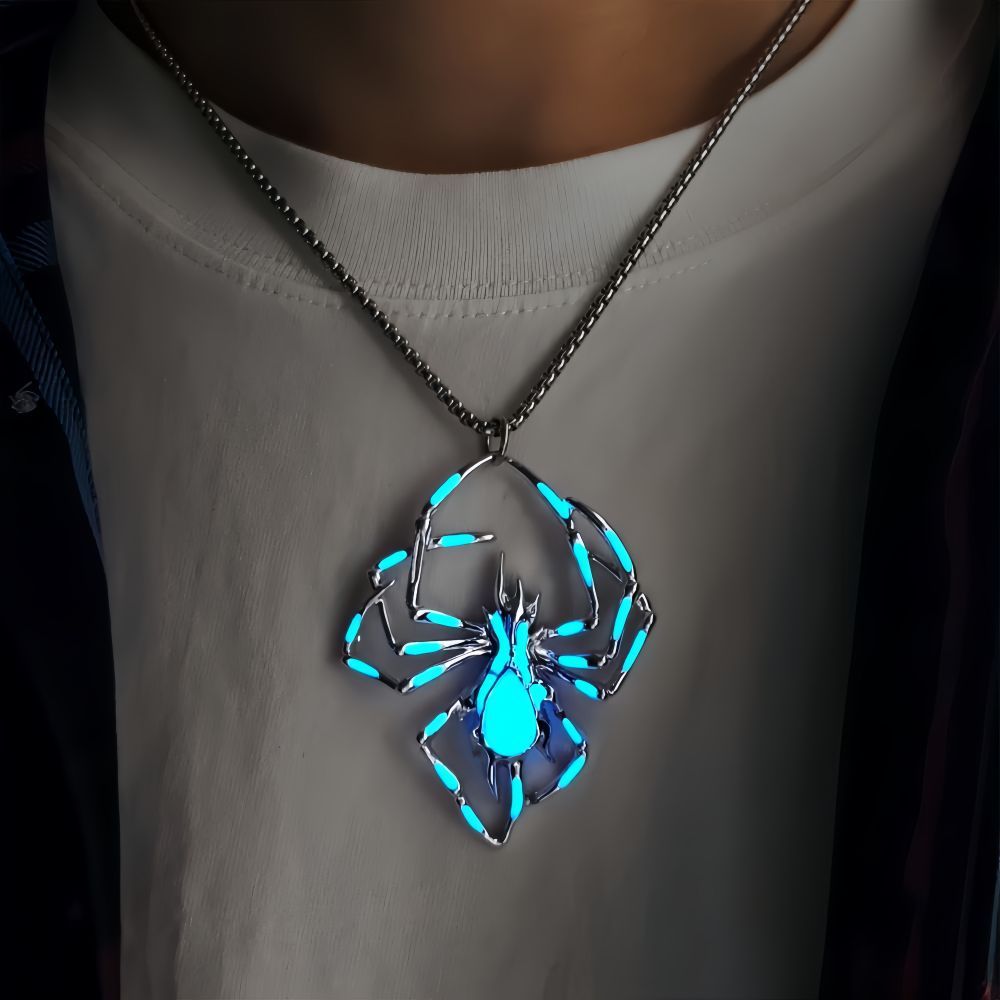 Luminous Spider Necklace-Halloween-Goth Style Spider-Luminescent Colors