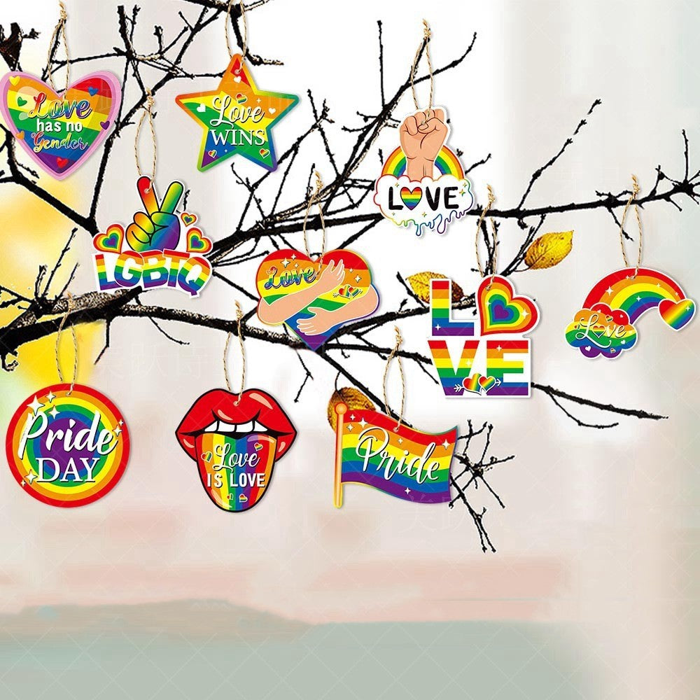 Pride Ornaments-Pack of 10 Rainbow Pride Slogans-Party Favors