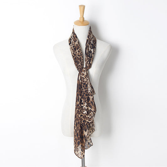 Leopard Print Scarf-Super Long Classic Sheer Scarf