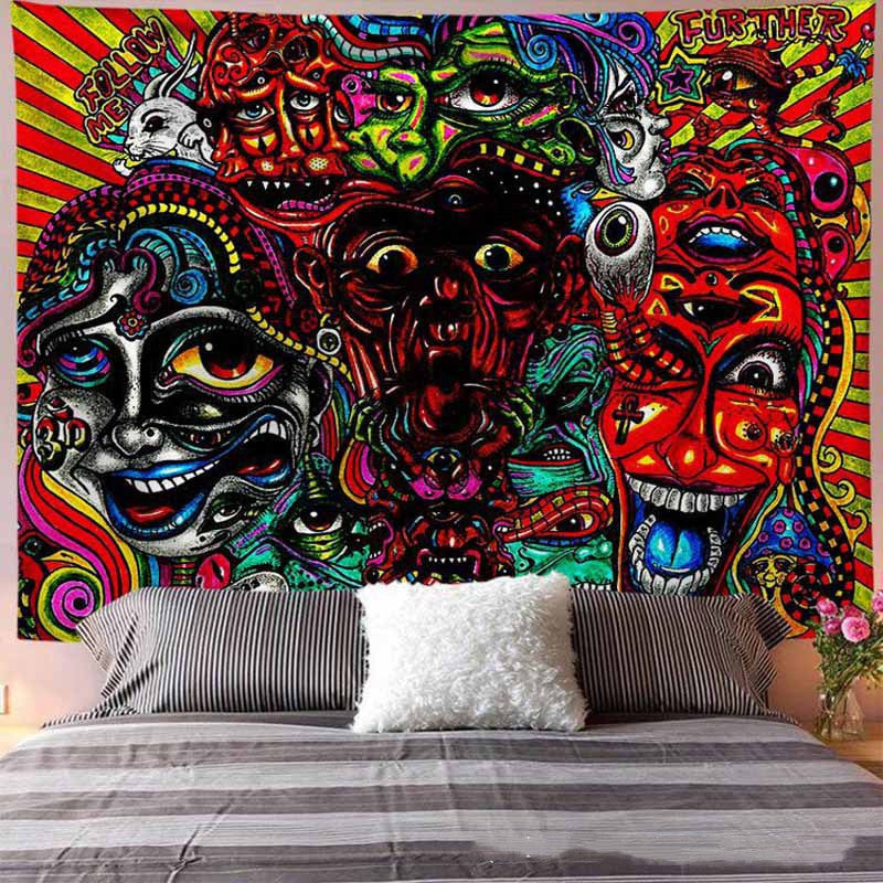 Skull Designs-Boho Style Tapestries-Large Retro Style Wall Art