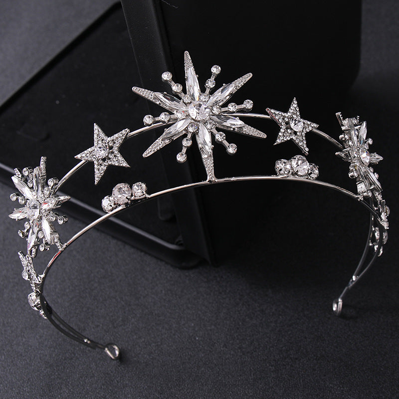 Rhinestone Hairband-Cosmic Stars Crown-Dual Layer Headband-Prop