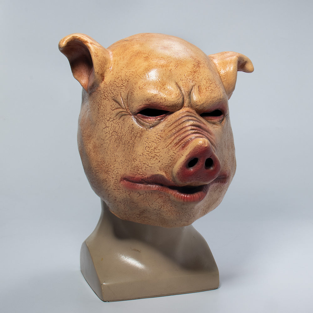 Full Size PIGGY Head Mask- Pig Horror Halloween Headgear-Pig Man Head