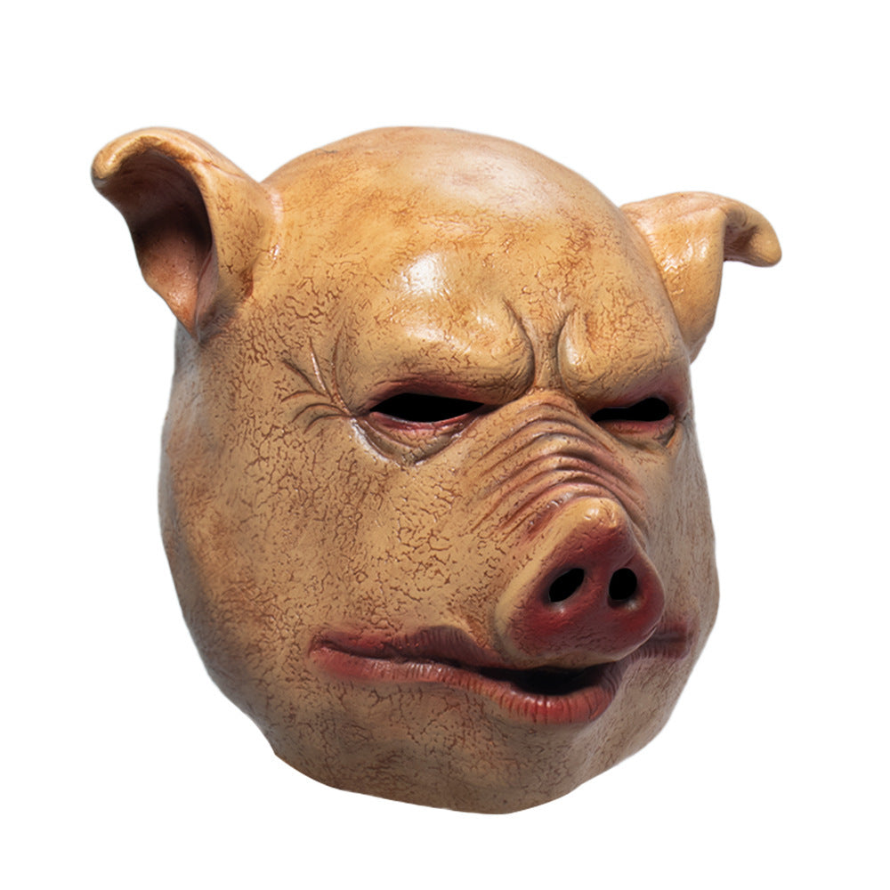 Full Size PIGGY Head Mask- Pig Horror Halloween Headgear-Pig Man Head