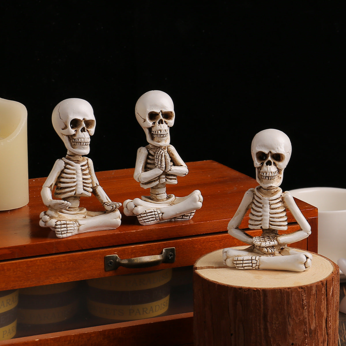 Meditation Skeleton Trio-Desk Decor-Funny Skeleton Figurine Set