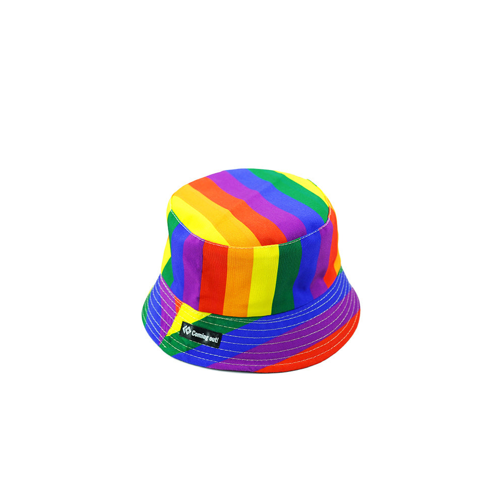 Six Color Rainbow Fisherman Hat-LGBT-Pride-Rainbow Cotton Sun Hat