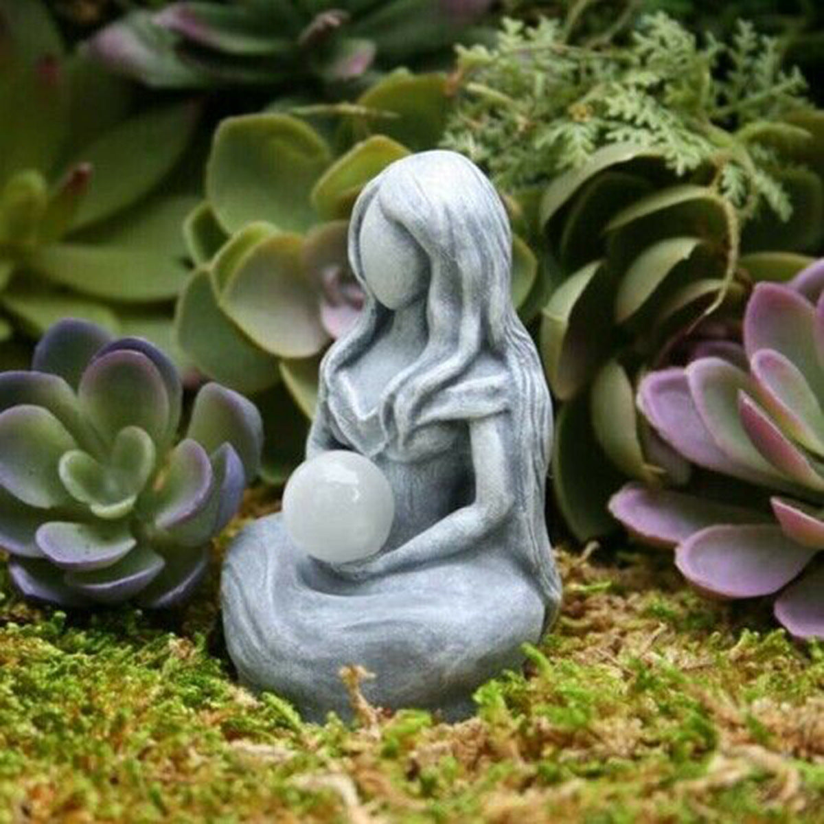 Luna Meditation Statuette-Moon Goddess Statue-Figurine-Decor