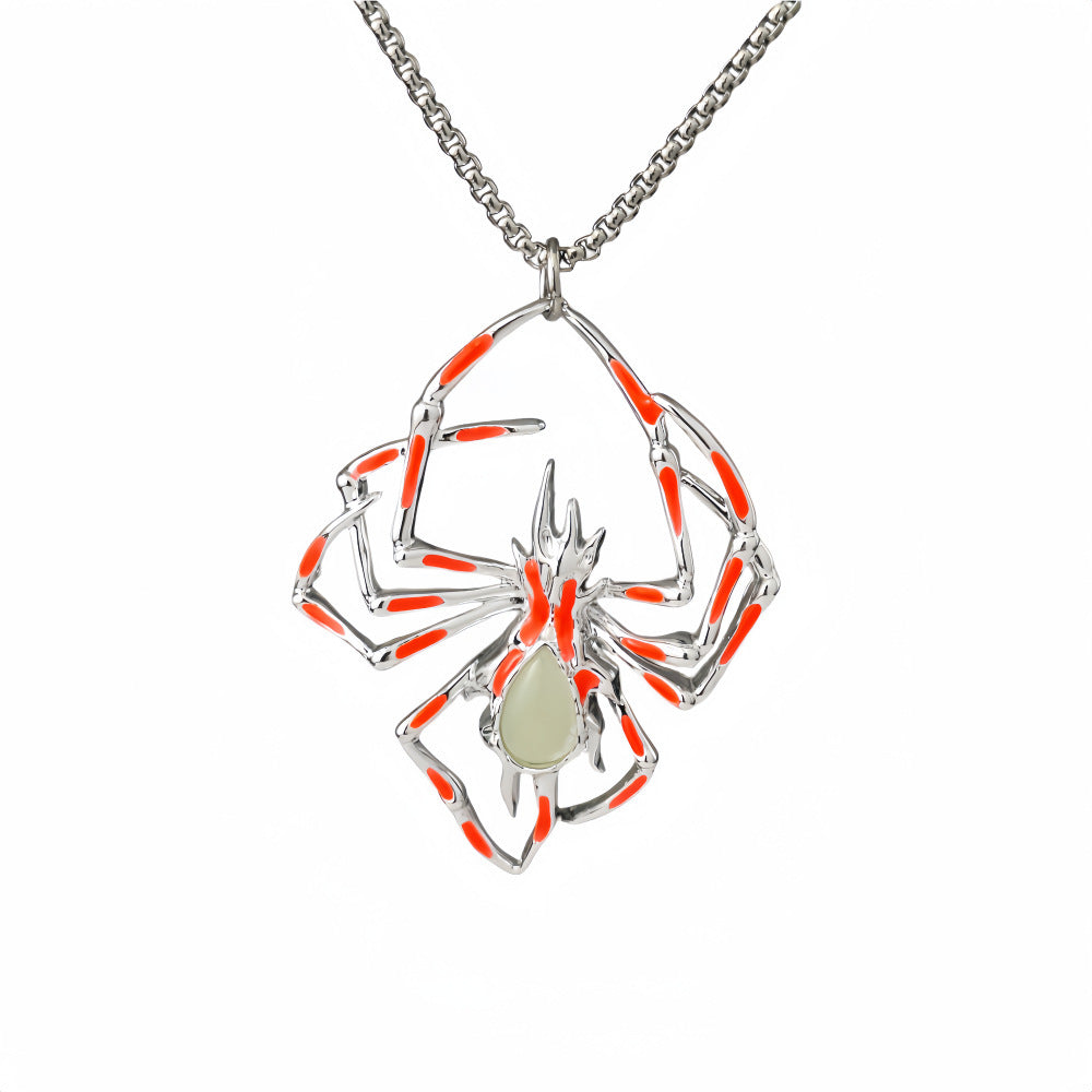 Luminous Spider Necklace-Halloween-Goth Style Spider-Luminescent Colors