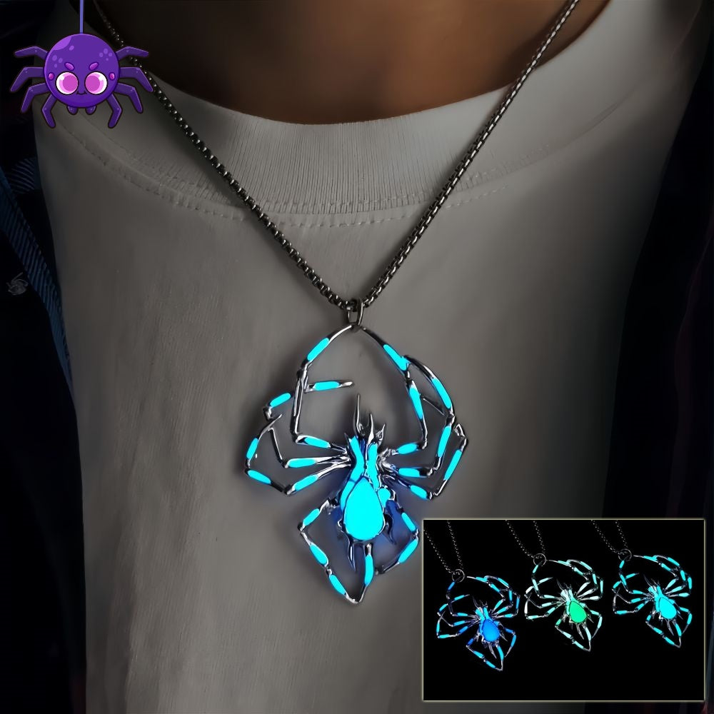 Luminous Spider Necklace-Halloween-Goth Style Spider-Luminescent Colors