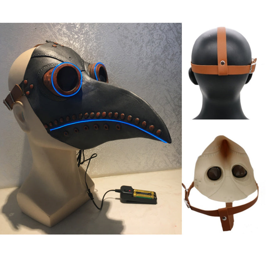 Plague Doctor Face/Head Mask-Bird Beak Lighted Headgear-Masquerade