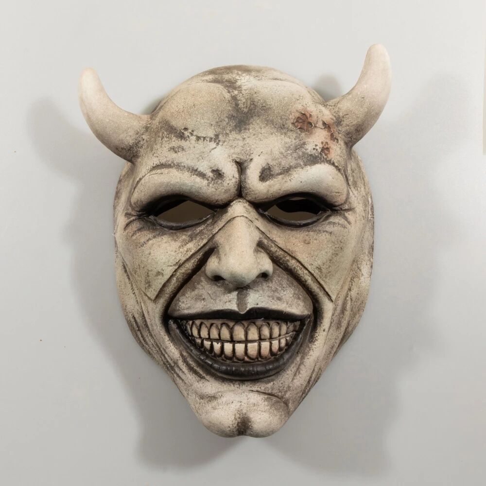 Horned Demon Face Mask-Halloween-Cosplay Evil Smiling Devil