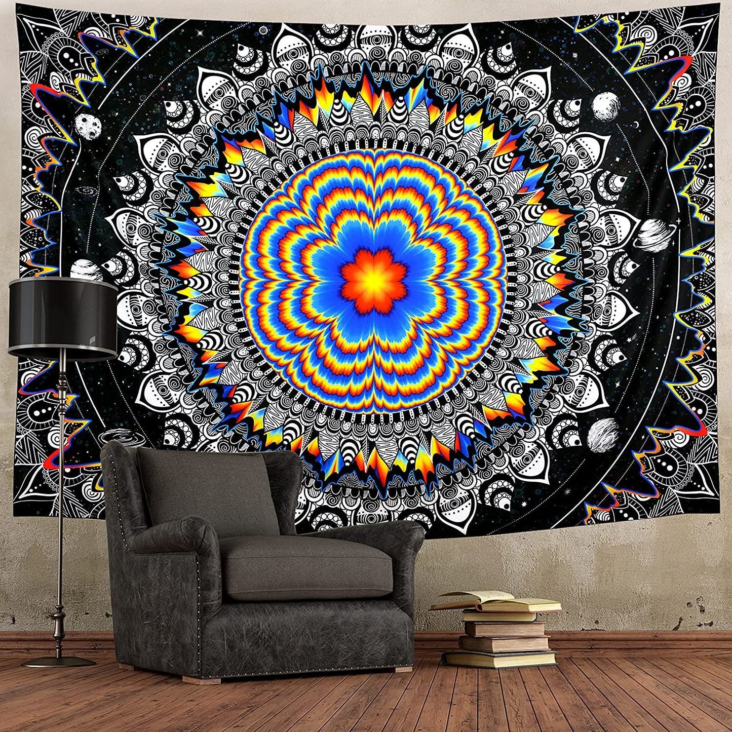 Hippie Boho Psychedelic Tapestry-Retro Mandala Wall Hanging