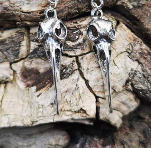 Jay Bird Head Pentagram Earrings- Gothic Halloween Earrings - Shop Eclectic Ear