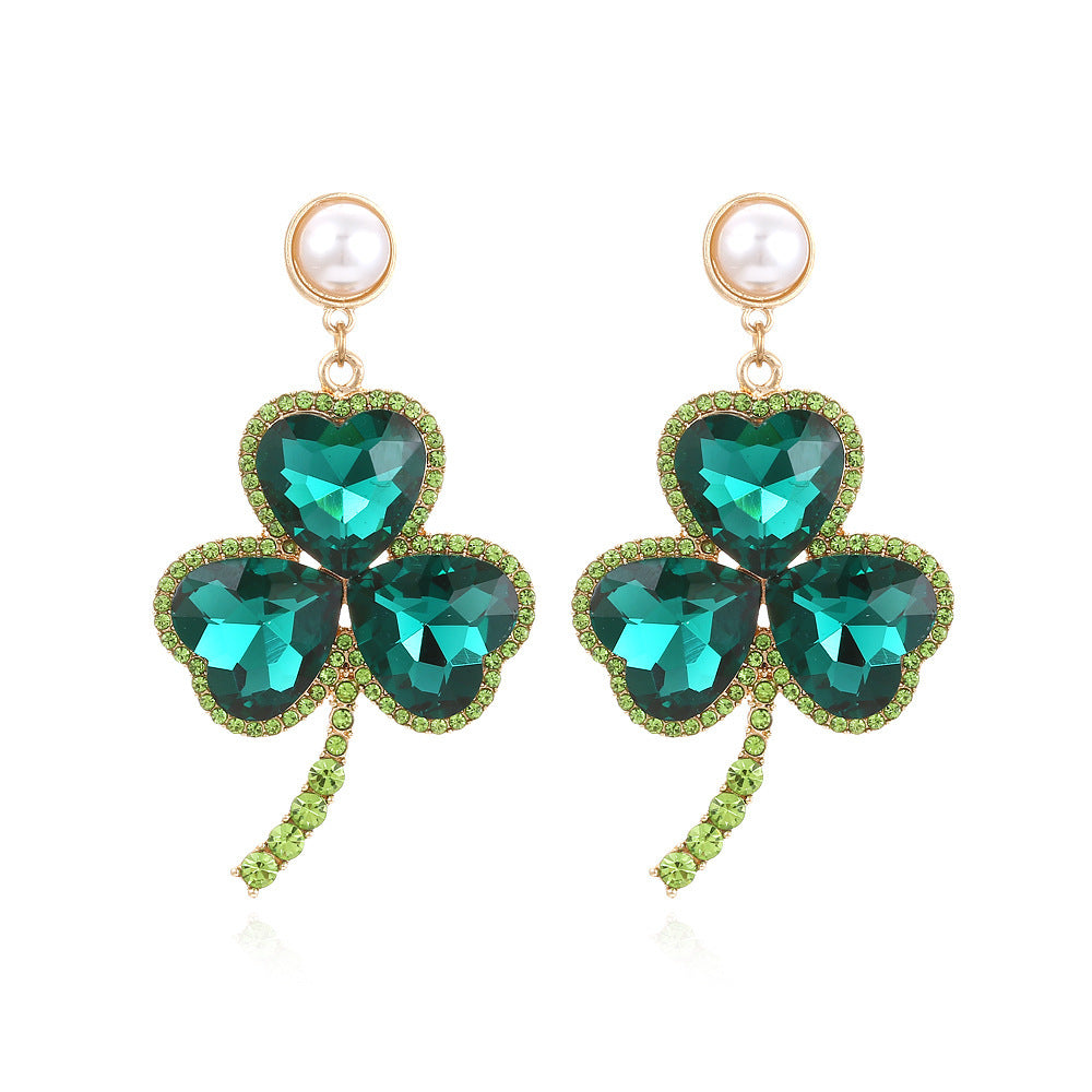 Colorful Emerald Crystals-Clover Earrings